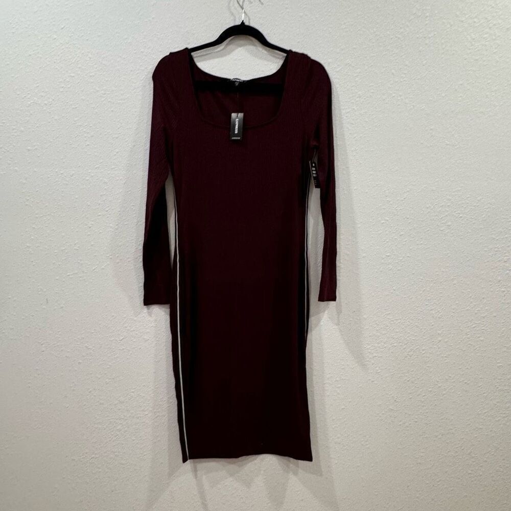 Express ribbed burgundy‎ dress long sleeve size medium